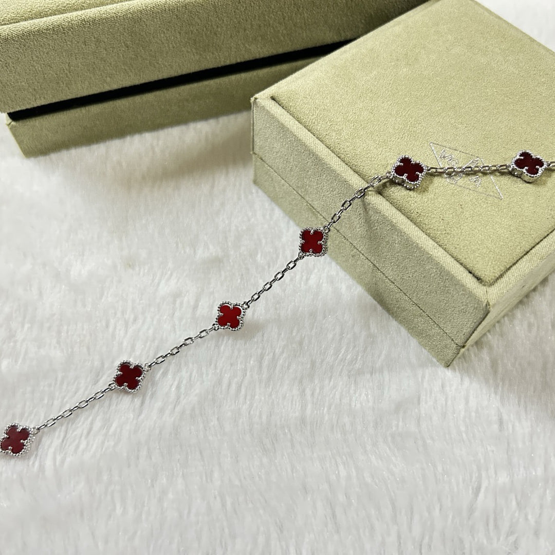 [✨ROSE✨]CLOVER 6 MOTIF RED AGATE BRACELET