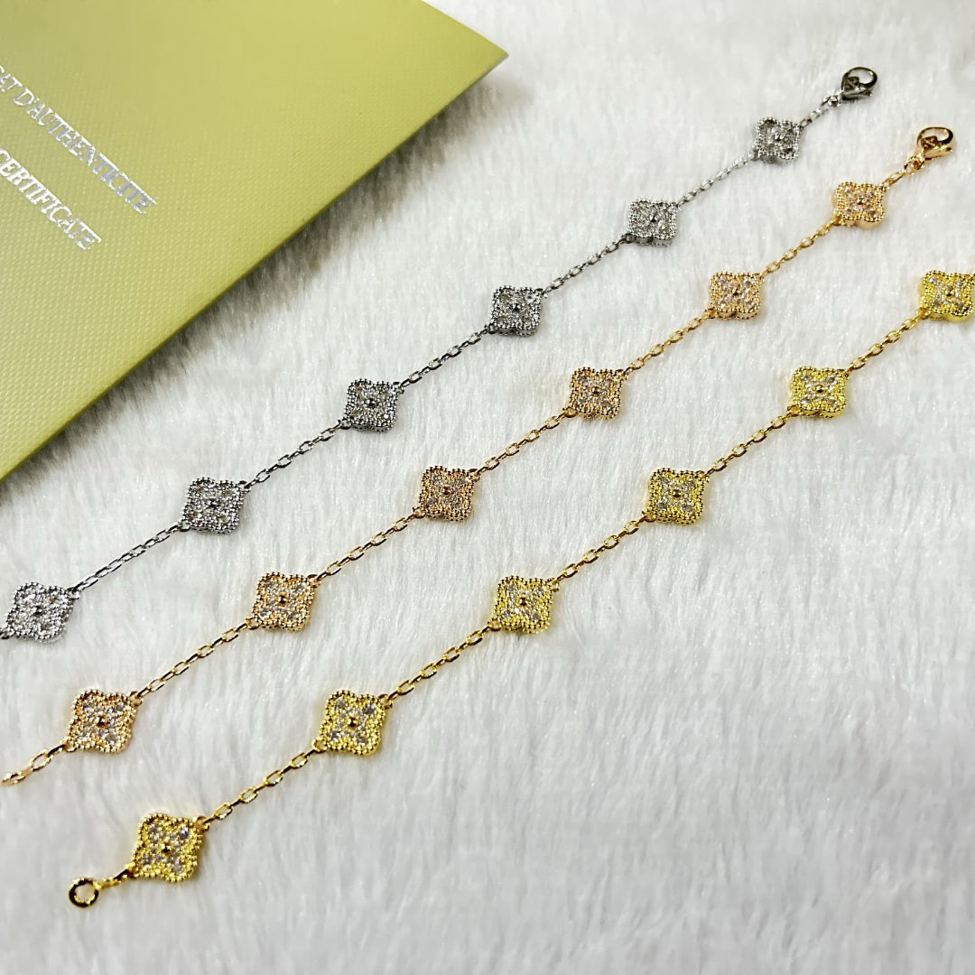 [✨ROSE✨]CLOVER 6 MOTIF DIAMOND BRACELET