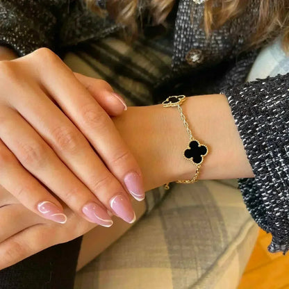 [✨ROSE✨]CLOVER  5 MOTIFS BLACK ONYX BRACELET