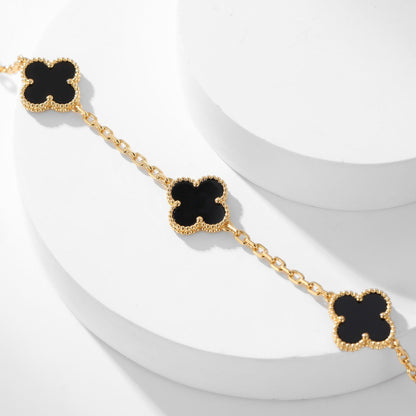 [✨ROSE✨]CLOVER 10 MOTIFS ONYX NECKLACE