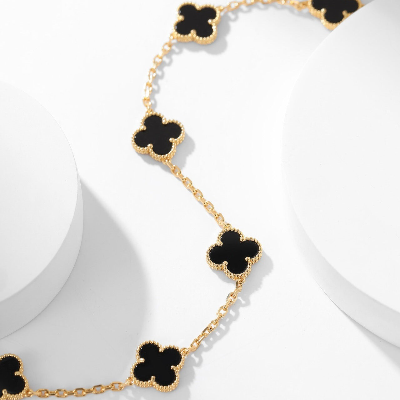 [✨ROSE✨]CLOVER 10 MOTIFS ONYX NECKLACE