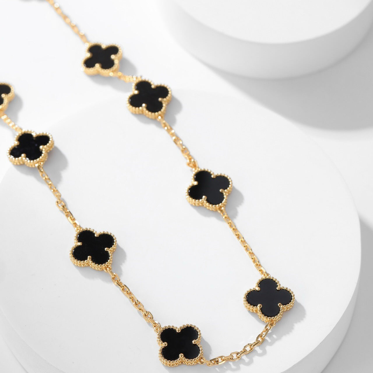 [✨ROSE✨]CLOVER 10 MOTIFS ONYX NECKLACE