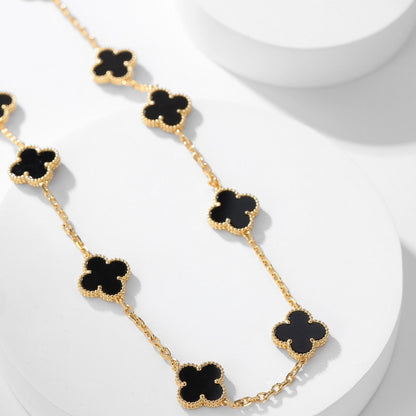 [✨ROSE✨]CLOVER 10 MOTIFS ONYX NECKLACE