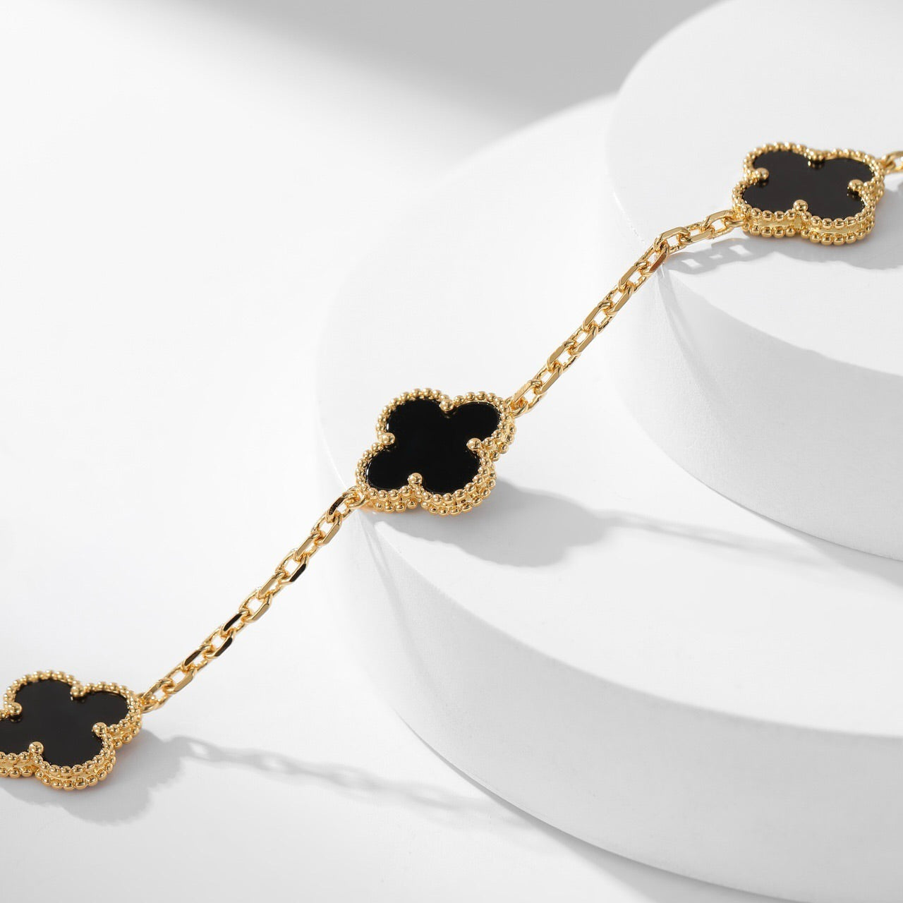 [✨ROSE✨]CLOVER 10 MOTIFS ONYX NECKLACE
