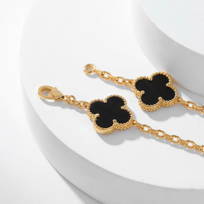 [✨ROSE✨]CLOVER 10 MOTIFS ONYX NECKLACE
