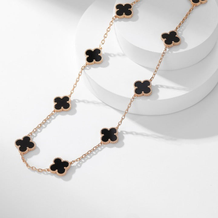[✨ROSE✨]CLOVER 10 MOTIFS ONYX NECKLACE