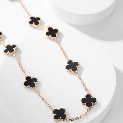 [✨ROSE✨]CLOVER 10 MOTIFS ONYX NECKLACE