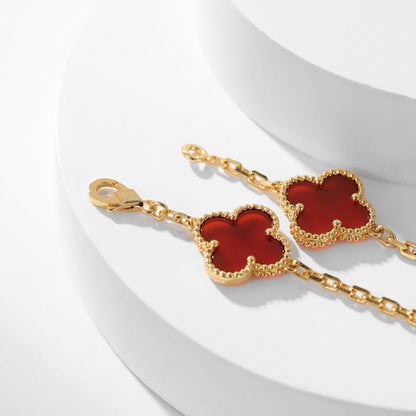[✨ROSE✨]CLOVER 10 MOTIFS CARNELIAN NECKLACE