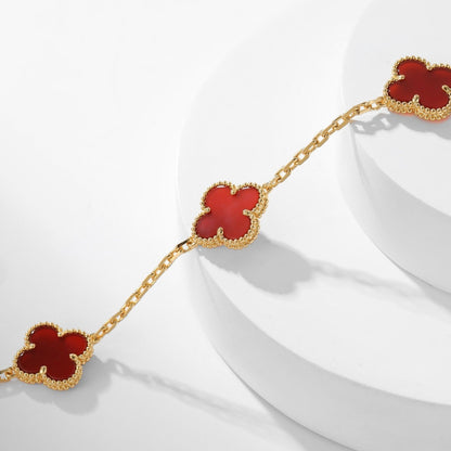 [✨ROSE✨]CLOVER 10 MOTIFS CARNELIAN NECKLACE
