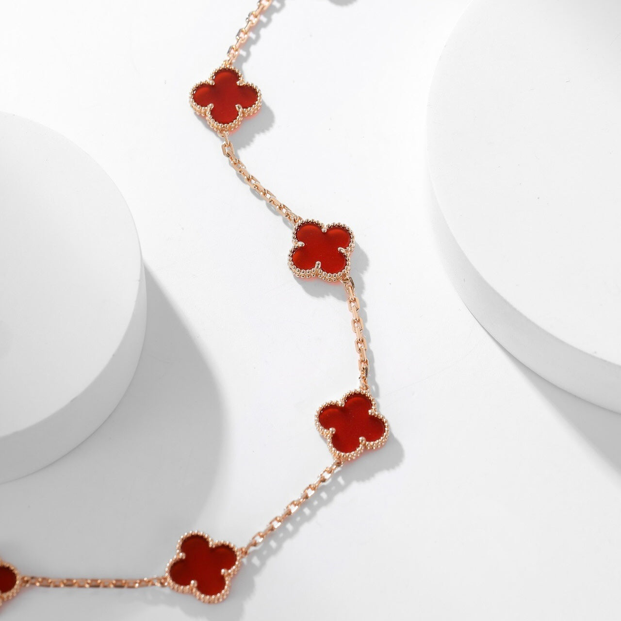 [✨ROSE✨]CLOVER 10 MOTIFS CARNELIAN NECKLACE