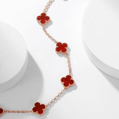 [✨ROSE✨]CLOVER 10 MOTIFS CARNELIAN NECKLACE