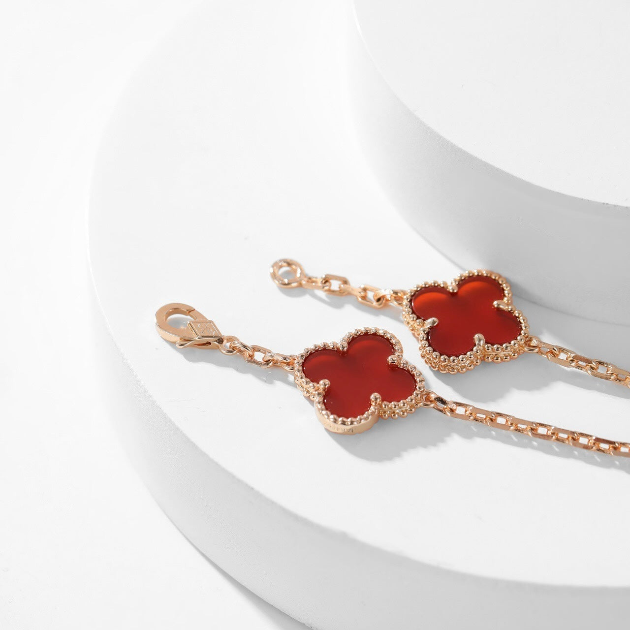 [✨ROSE✨]CLOVER 10 MOTIFS CARNELIAN NECKLACE
