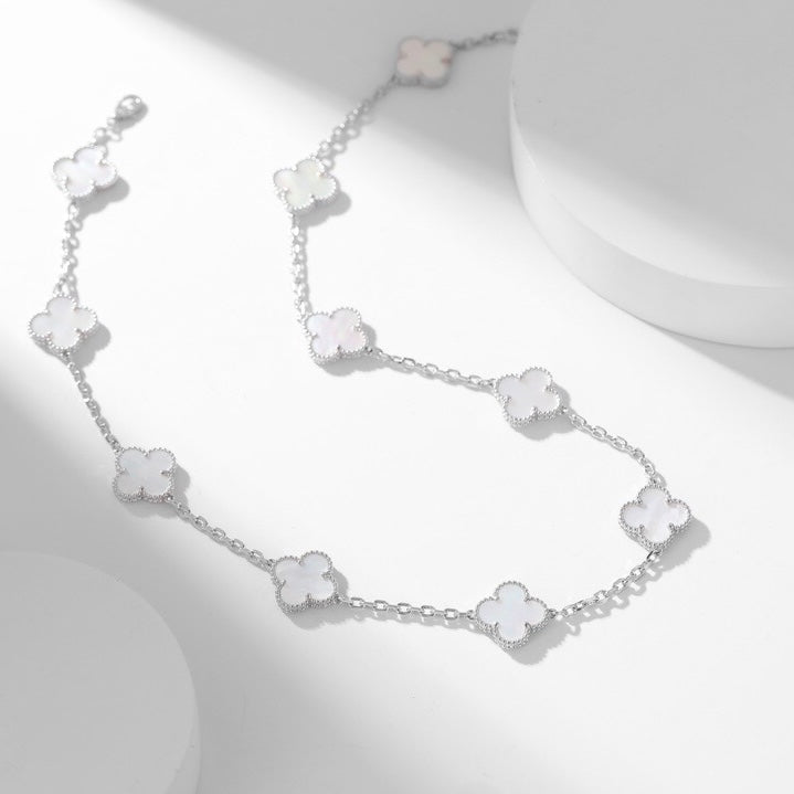 [✨ROSE✨]CLOVER 10 MOTIFS WHITE MOTHER OF PEARL NECKLACE