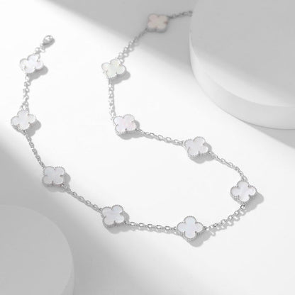 [✨ROSE✨]CLOVER 10 MOTIFS WHITE MOTHER OF PEARL NECKLACE