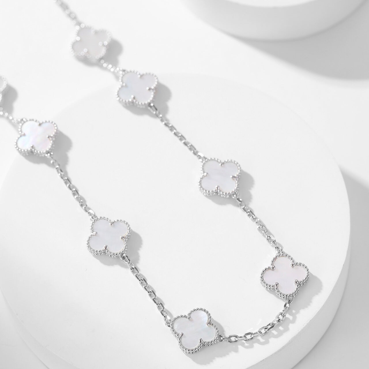[✨ROSE✨]CLOVER 10 MOTIFS WHITE MOTHER OF PEARL NECKLACE