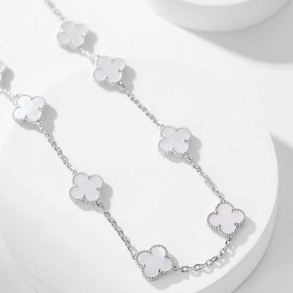[✨ROSE✨]CLOVER 10 MOTIFS WHITE MOTHER OF PEARL NECKLACE