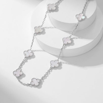 [✨ROSE✨]CLOVER 10 MOTIFS WHITE MOTHER OF PEARL NECKLACE
