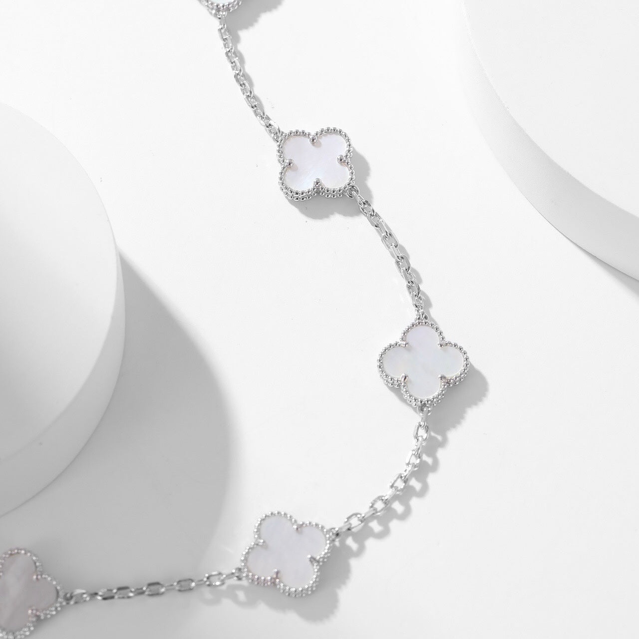 [✨ROSE✨]CLOVER 10 MOTIFS WHITE MOTHER OF PEARL NECKLACE