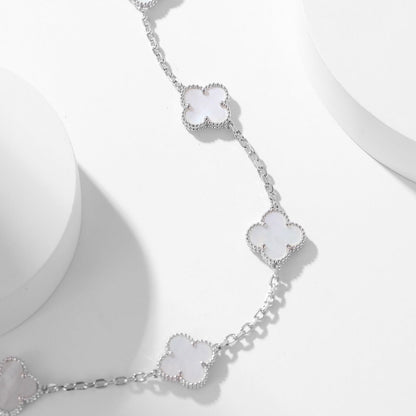 [✨ROSE✨]CLOVER 10 MOTIFS WHITE MOTHER OF PEARL NECKLACE