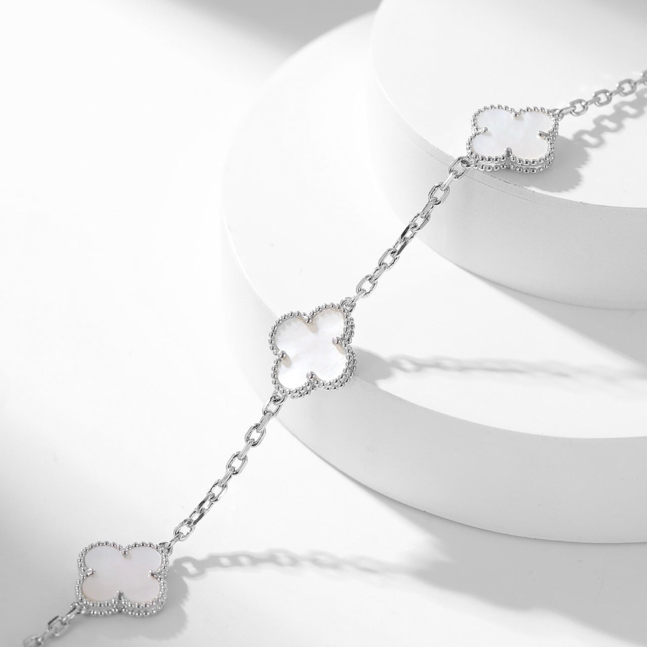 [✨ROSE✨]CLOVER 10 MOTIFS WHITE MOTHER OF PEARL NECKLACE