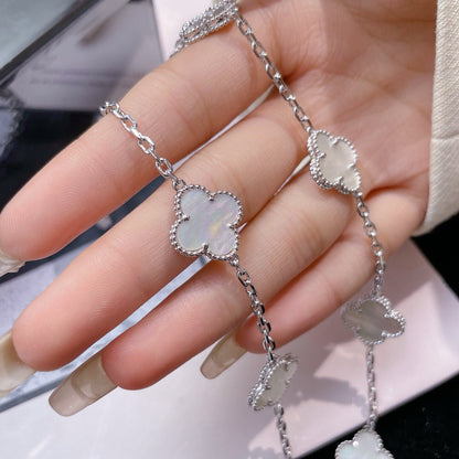 [✨ROSE✨]CLOVER 10 MOTIFS WHITE MOTHER OF PEARL NECKLACE
