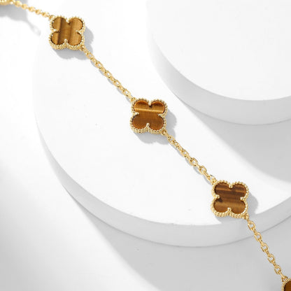 [✨ROSE✨]CLOVER 10 MOTIFS TIGER EYE NECKLACE