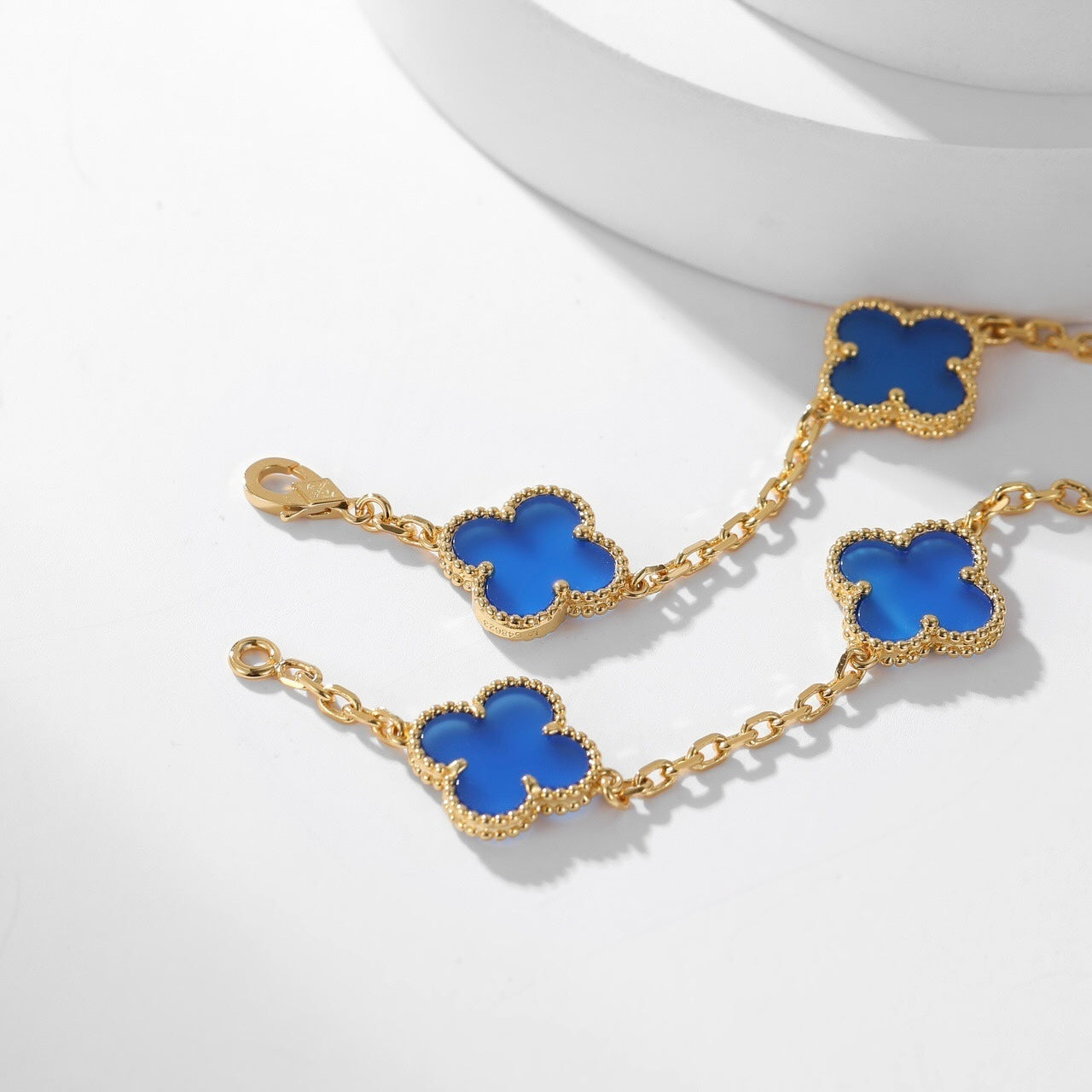 [✨ROSE✨]CLOVER 10 MOTIFS BLUE AGATE NECKLACE