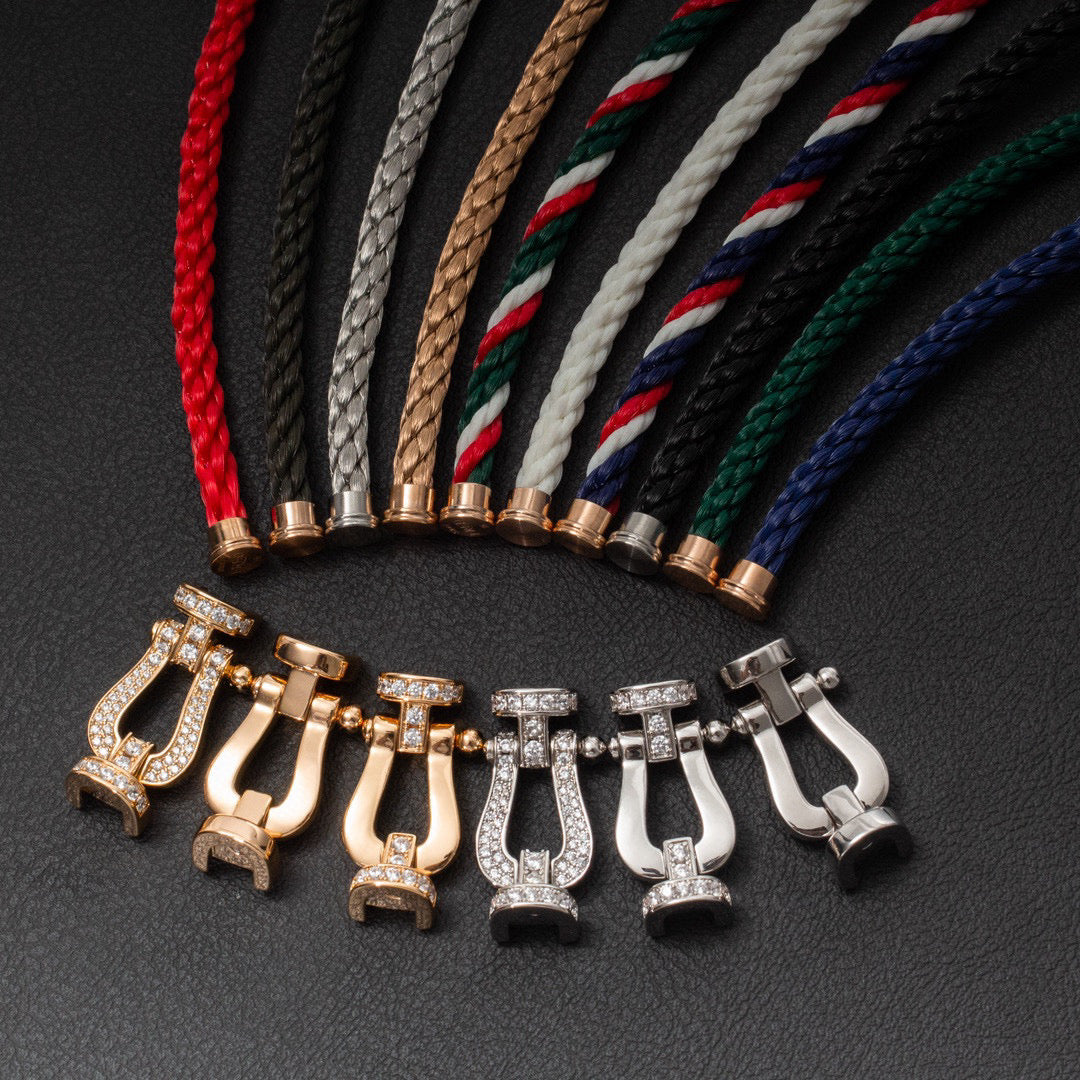 [✨ROSE✨]FORCE LARGE HORSESHOE HALF DIAMOND BRACELET ROSE GOLD
