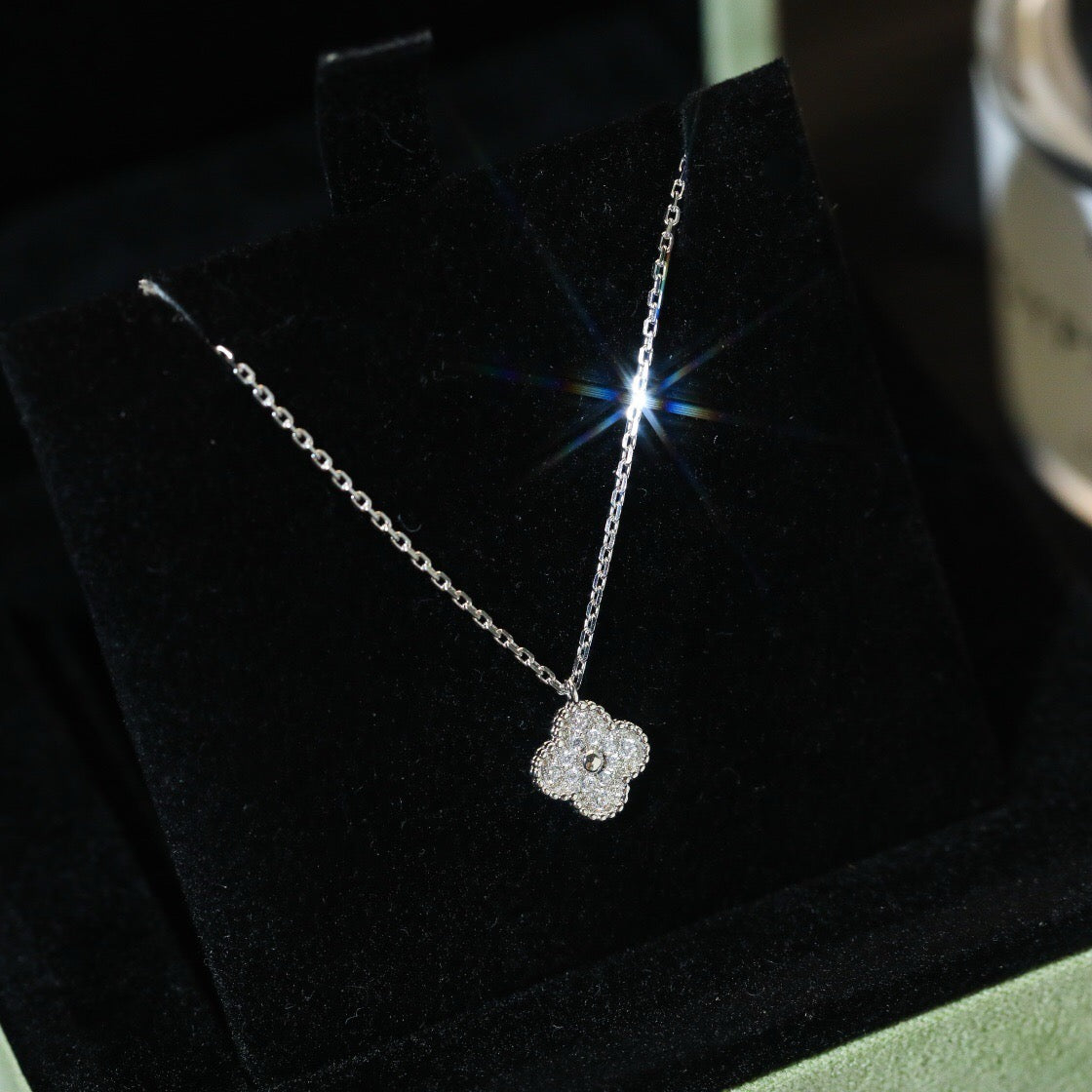 [✨ROSE✨]CLOVER MINI 9.5MM PENDANT DIAMOND NECKLACE