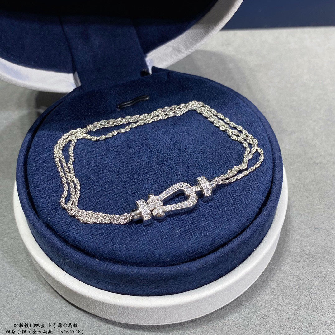 [✨ROSE✨]FORCE SMALL HORSESHOE  DIAMOND CHAIN ROPE BRACELET