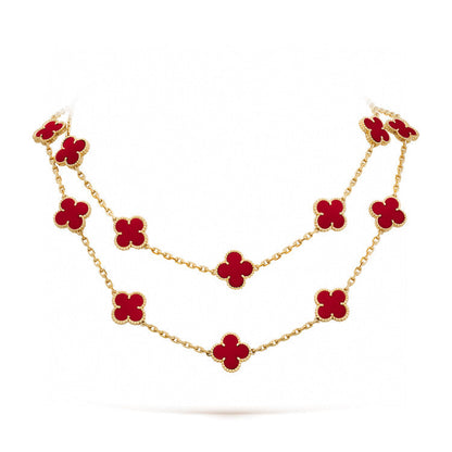 [✨ROSE✨]CLOVER 20 MOTIFS CARNELIAN NECKLACE
