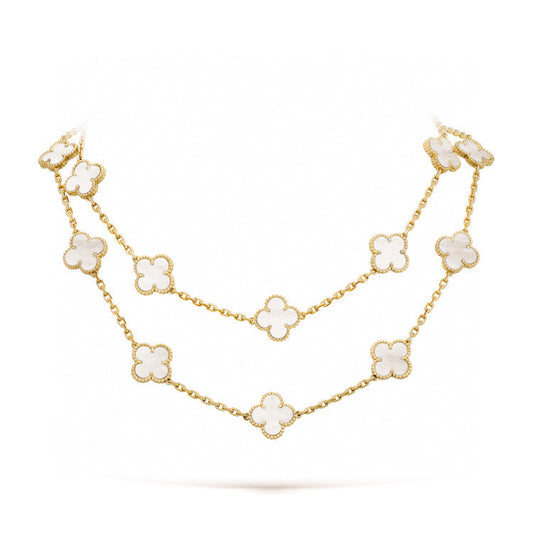 [✨ROSE✨]CLOVER 20 MOTIFS WHITE MOP NECKLACE