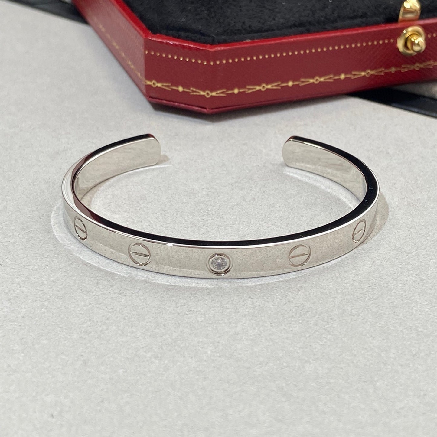 [✨ROSE✨]LOVE BRACELET 6.1MM 1 DIAMOND OPEN CUFF