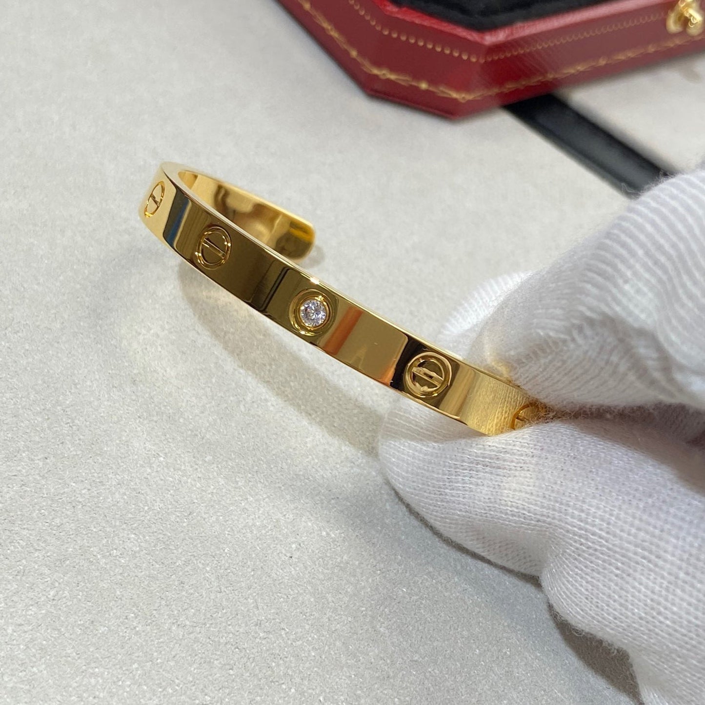 [✨ROSE✨]LOVE BRACELET 6.1MM 1 DIAMOND OPEN CUFF