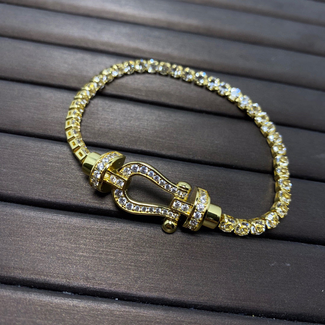 [✨ROSE✨]FORCE  LARGE HORSESHOE FULL DIAMOND TENNIS BRACELET