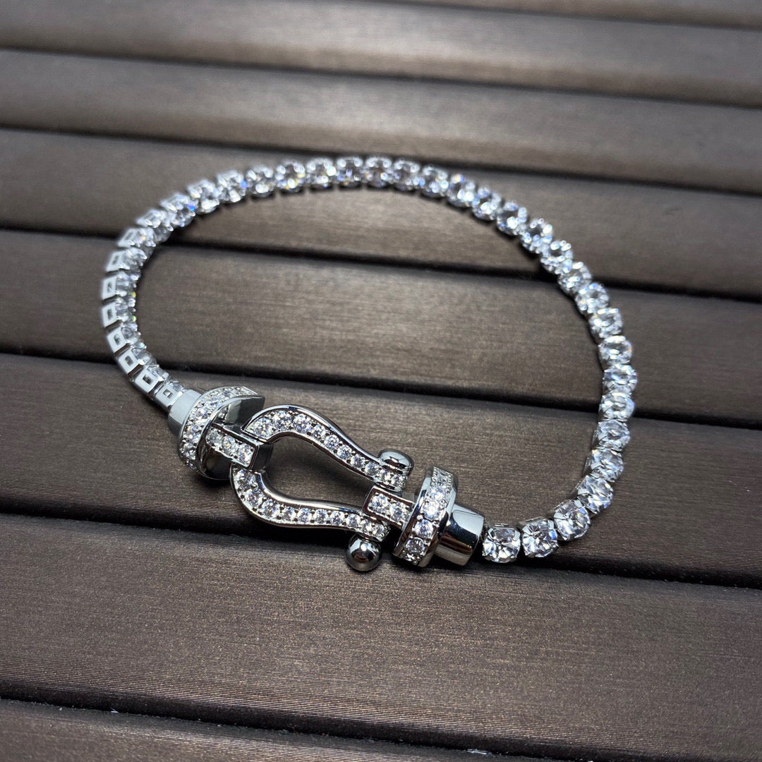 [✨ROSE✨]FORCE  LARGE HORSESHOE FULL DIAMOND TENNIS BRACELET
