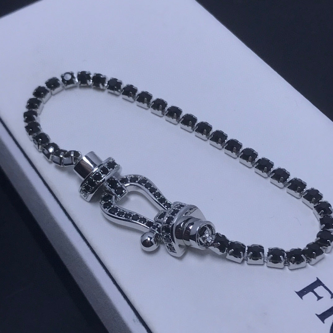 [✨ROSE✨]FORCE  LARGE HORSESHOE FULL DIAMOND TENNIS BRACELET