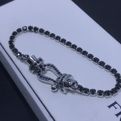 [✨ROSE✨]FORCE  LARGE HORSESHOE FULL DIAMOND TENNIS BRACELET