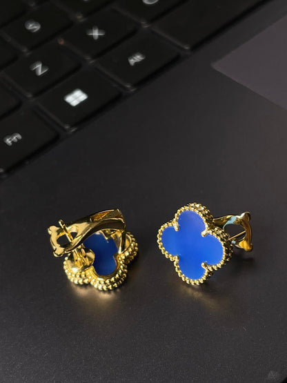 [Rose Jewelry] CLOVER LARGE 15MM 1 MOTIFS BLUE MOP STUD EARRINGS