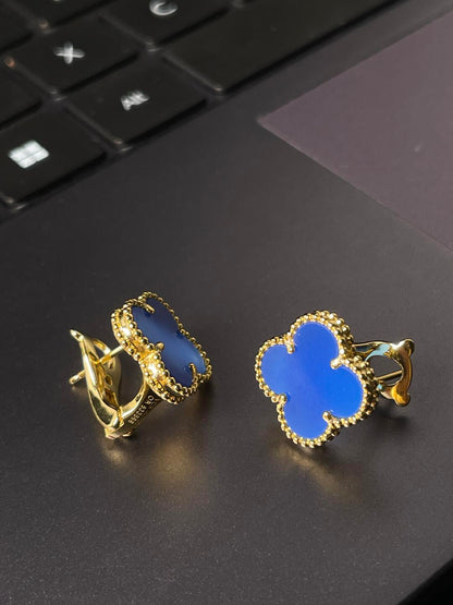[Rose Jewelry] CLOVER LARGE 15MM 1 MOTIFS BLUE MOP STUD EARRINGS