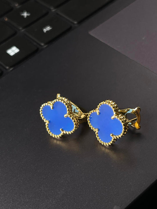 [Rose Jewelry] CLOVER LARGE 15MM 1 MOTIFS BLUE MOP STUD EARRINGS