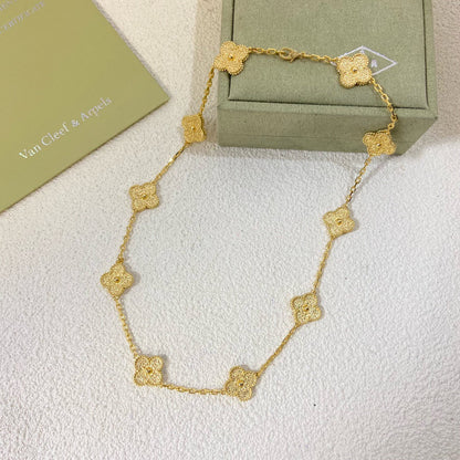 [✨ROSE✨]CLOVER 10 Flower Gold-Plated Necklace