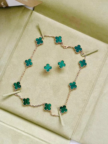 [✨ROSE✨]CLOVER 10 MOTIFS MALACHITE NECKLACE