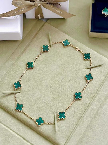 [✨ROSE✨]CLOVER 10 MOTIFS MALACHITE NECKLACE