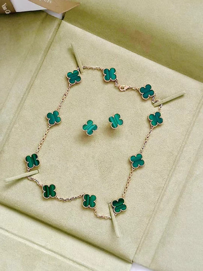 [✨ROSE✨]CLOVER 10 MOTIFS MALACHITE NECKLACE