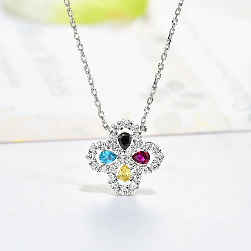 [✨ROSE✨]LOOP NECKLACE FULL MOTIF DIAMOND 16MM MULTIPLE COLORS