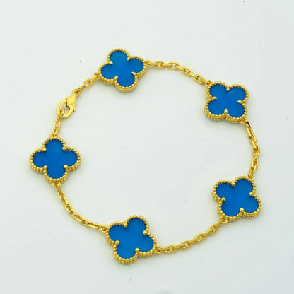 [✨ROSE✨]CLOVER 5 MOTIFS BLUE AGATE BRACELET