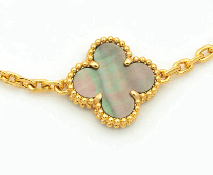 [✨ROSE✨]CLOVER 5 MOTIF GRAY MOP DIAMOND BRACELET