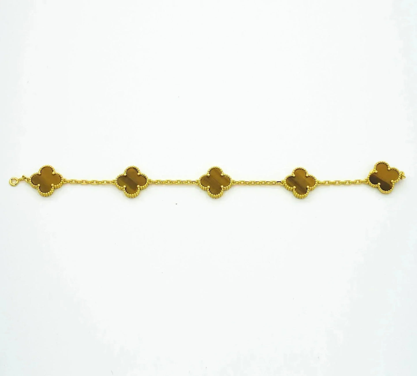 [✨ROSE✨]CLOVER  5 MOTIFS TIGER EYE BRACELET