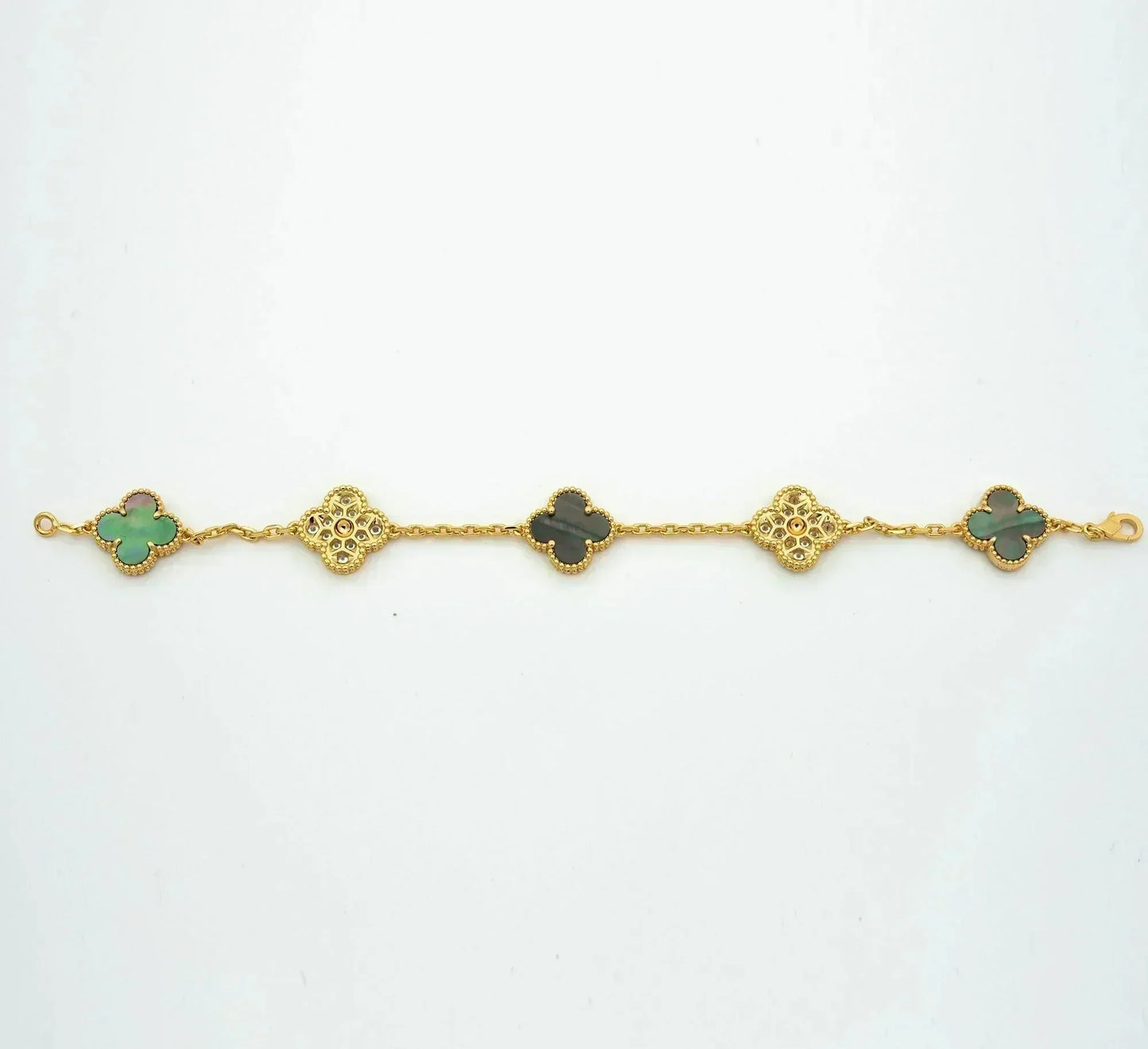 [✨ROSE✨]CLOVER 5 MOTIF GRAY MOP DIAMOND BRACELET